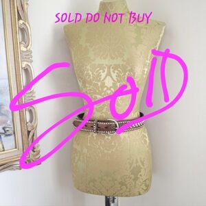 Western Cowhide Hair-On Leather Belt Silver Buckle Studded Women's Size 30 Small